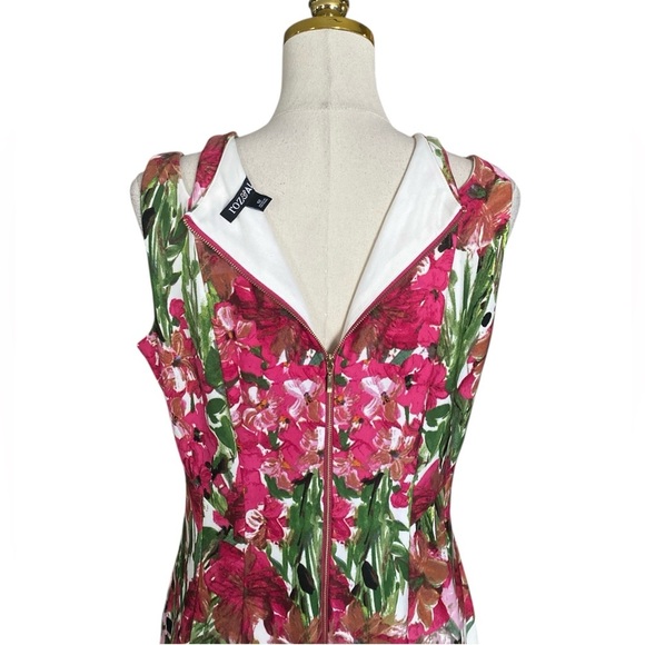 Roz & Ali Women’s Floral Bodice Sleeveless Fit Flare Stretch Sheath Dress Sz 12 - Picture 7 of 10